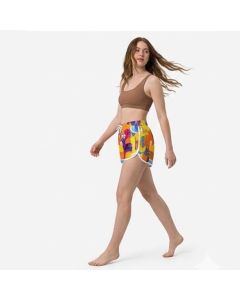 Women’s Board Shorts Beach Graffiti Yellow
