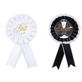 Groom and Bride Badge Brooch